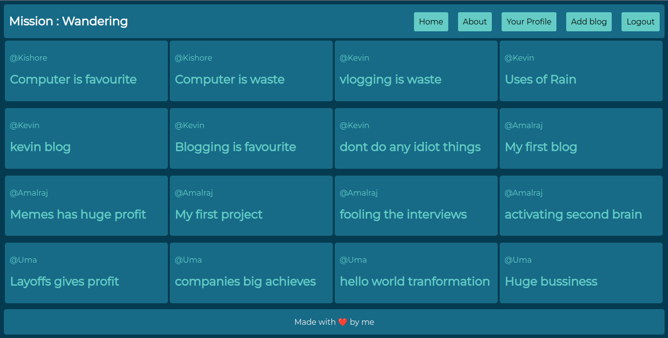 Blogging Application with authentication