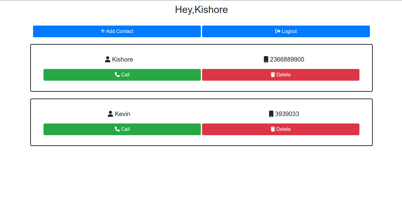 Contact Book with authentication